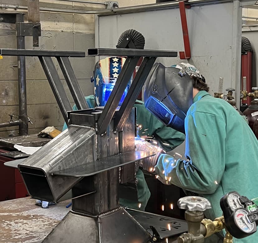 student welding